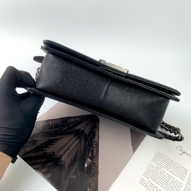 Chanel boy25荔枝皮黑銀-2