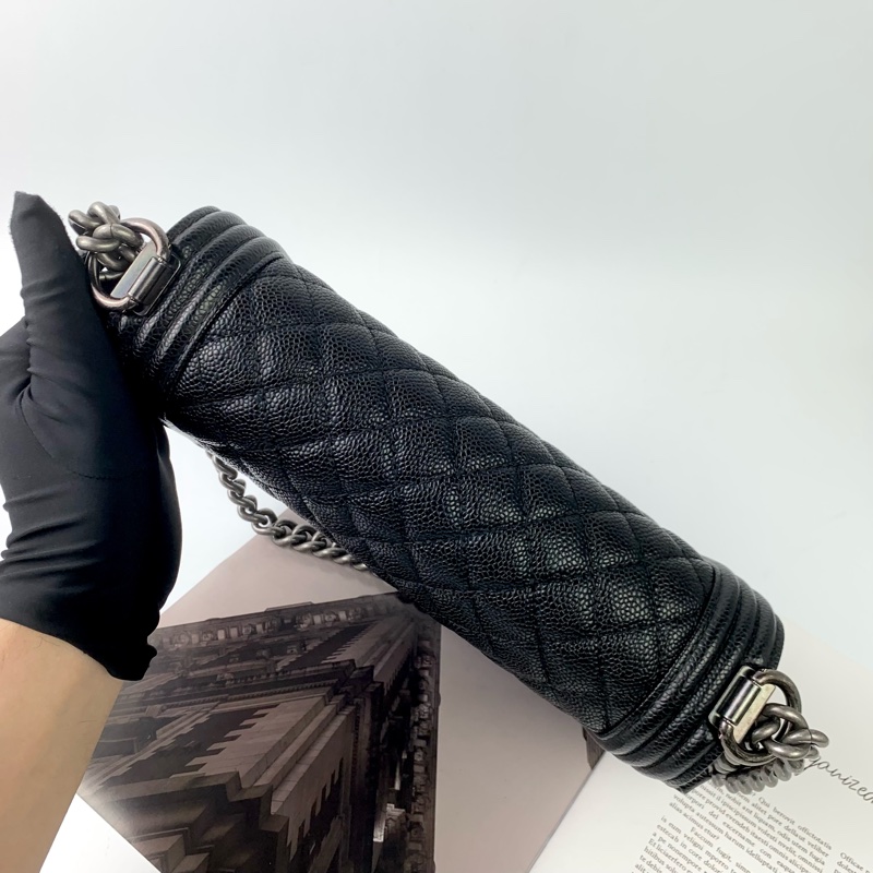 Chanel boy25荔枝皮黑銀-4