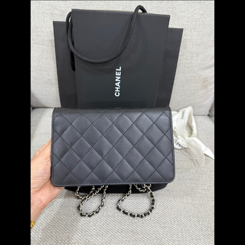 香奈兒經典 Woc 黑色銀鏈-6