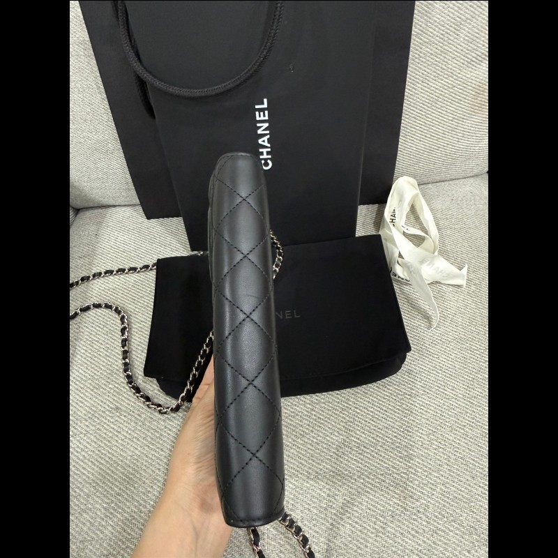香奈兒經典 Woc 黑色銀鏈-13