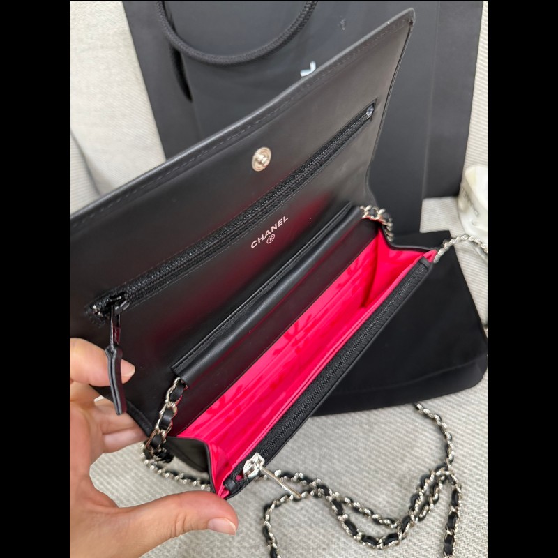 香奈兒經典 Woc 黑色銀鏈-16