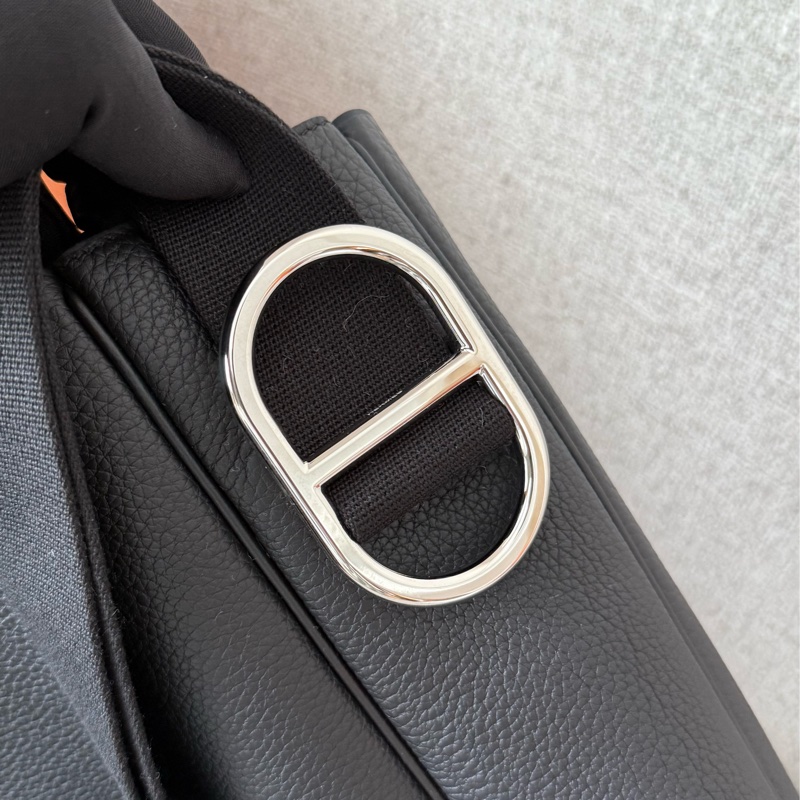 Hermes 新款 Ancrage 肩背包 黑色Togo銀釦 K刻-4