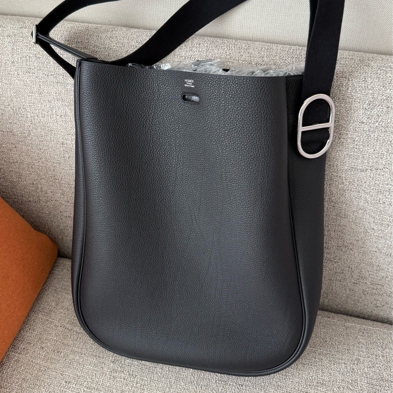 Hermes 新款 Ancrage 肩背包 黑色Togo銀釦 K刻-6