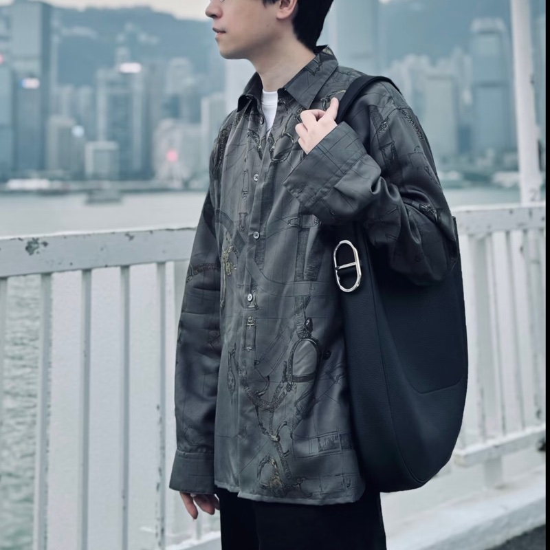 Hermes 新款 Ancrage 肩背包 黑色Togo銀釦 K刻-8