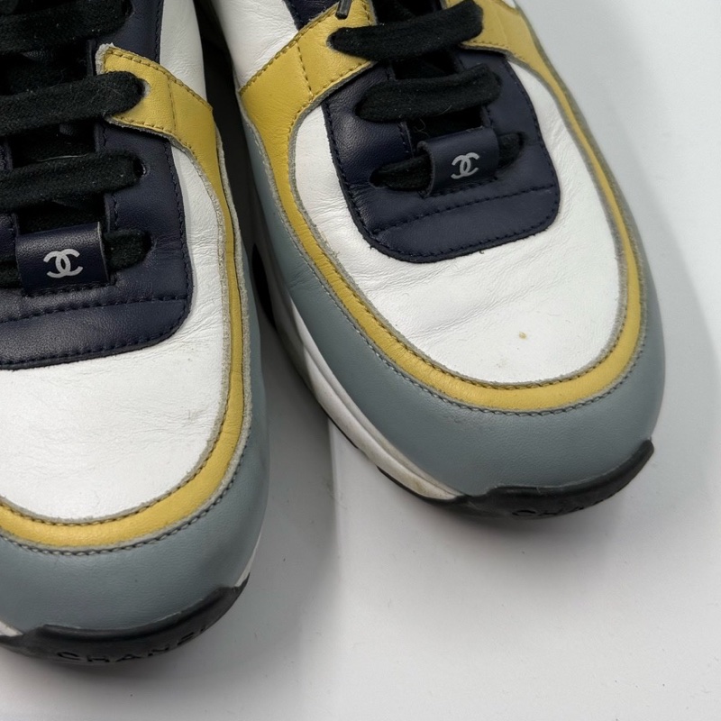 Chanel 香奈兒 運動休閒鞋 黑白綠拼色 38碼 拼皮材質 雙C標誌 🈚附件-5