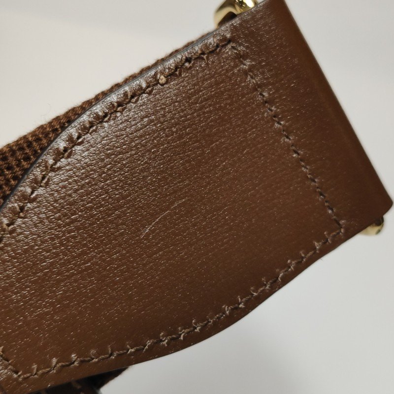 Gucci 牛皮雙G老花皮標Logo斜背包行李箱包-9