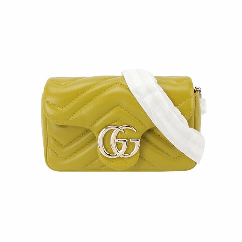 Gucci GG Marmont迷你羊皮V紋絎縫雙G標誌口蓋包斜背包