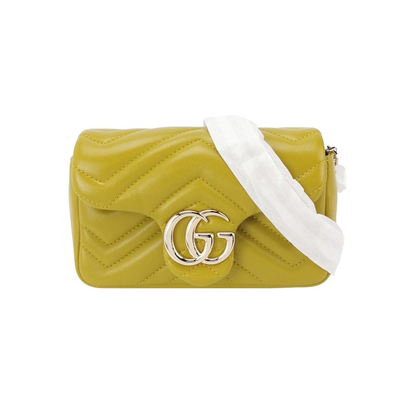 Gucci GG Marmont迷你羊皮V紋絎縫雙G標誌口蓋包斜背包-0
