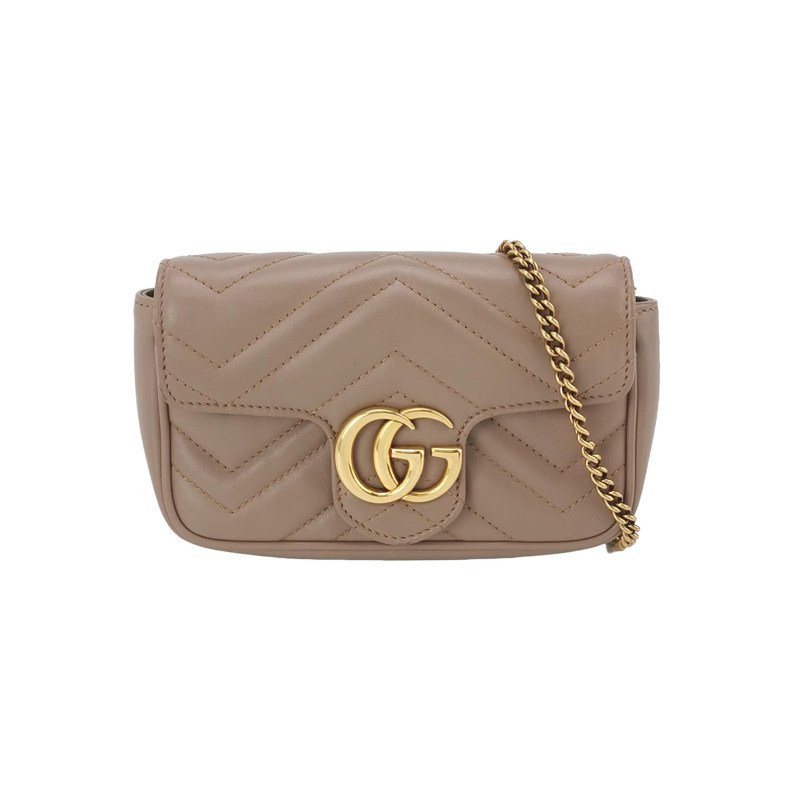 Gucci GG Marmont超迷你牛皮V紋絎縫雙G標誌口蓋包斜背包單肩包-0