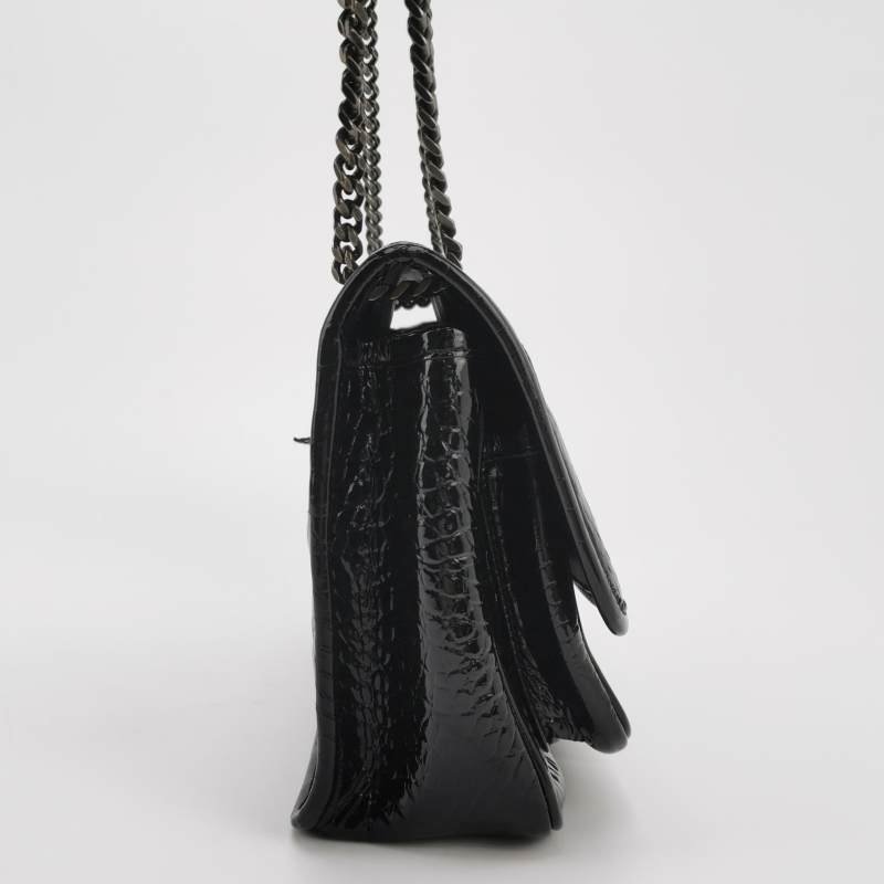 Saint Laurent Niki小號漆皮鱷魚紋YSL標誌肩包-3