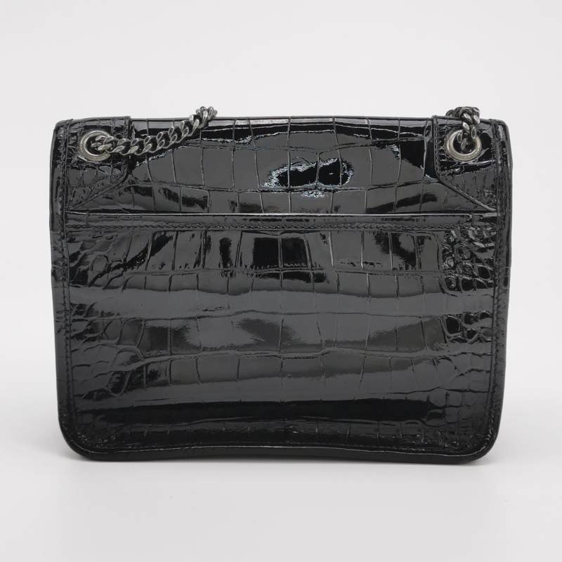 Saint Laurent Niki小號漆皮鱷魚紋YSL標誌肩包-4