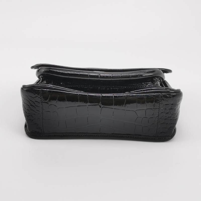 Saint Laurent Niki小號漆皮鱷魚紋YSL標誌肩包-5