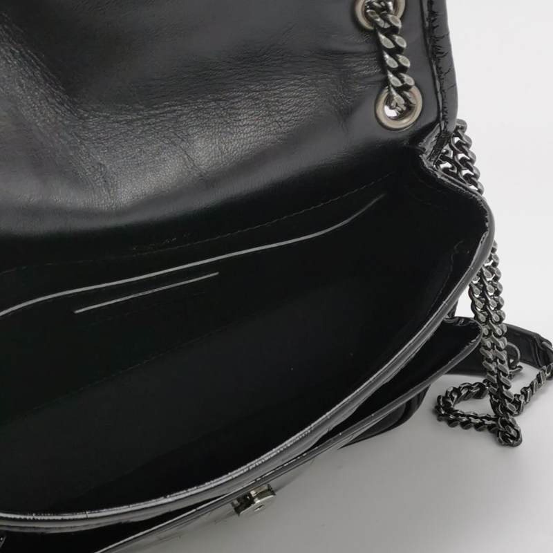 Saint Laurent Niki小號漆皮鱷魚紋YSL標誌肩包-6