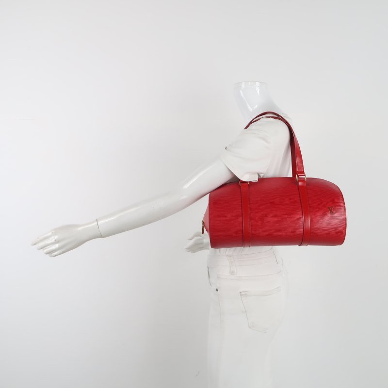 Louis Vuitton (LV) Jasmine牛皮純色水波紋雙向拉鍊中古波士頓包單肩包-1