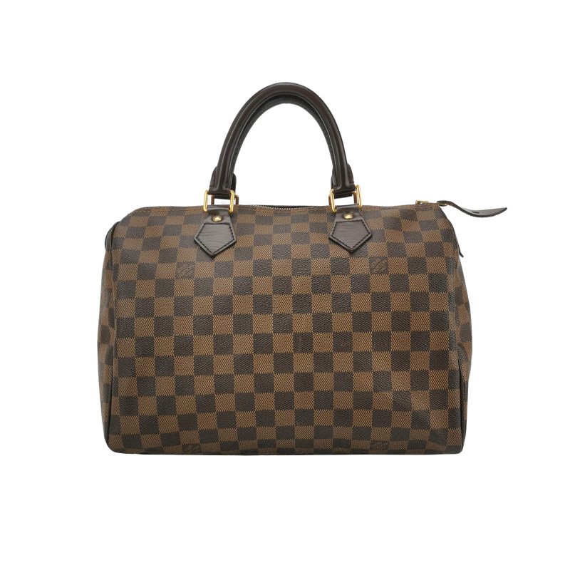 Louis Vuitton (LV) Speedy30牛皮棋盤格波士頓包手提包-0