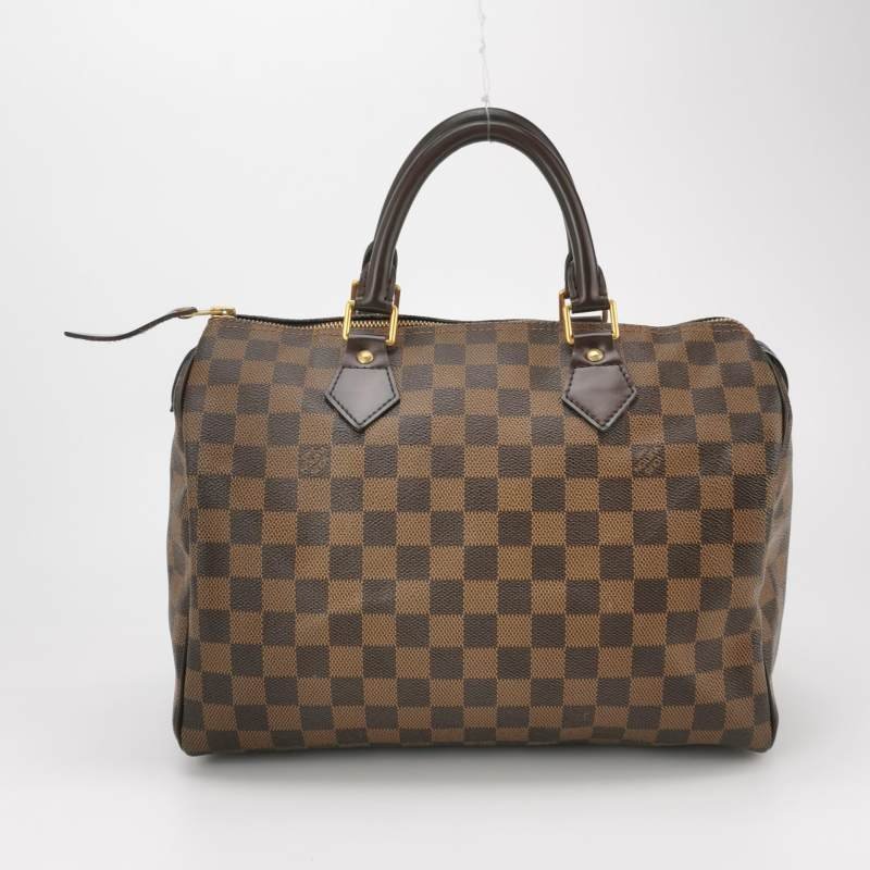 Louis Vuitton (LV) Speedy30牛皮棋盤格波士頓包手提包-4