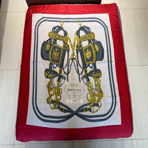 Hermes 罕見中古款90絲巾華麗的韁轡/保存良好