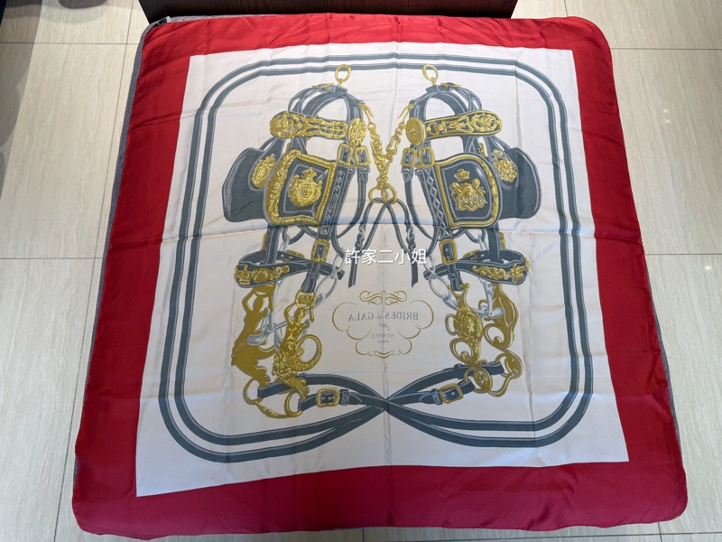 Hermes 罕見中古款90絲巾華麗的韁轡/保存良好-4