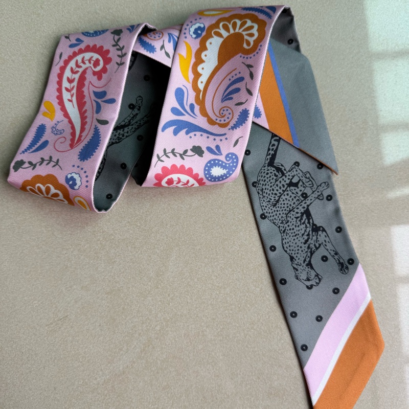 💖Hermes Twilly Bandana💖 全新 粉色-6