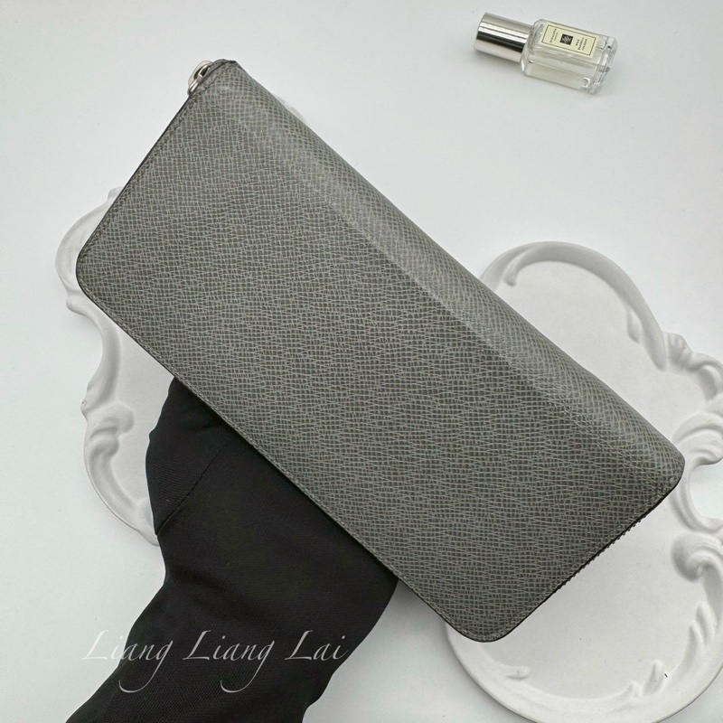 LOUIS VUITTON LV Taiga 牛皮大象灰拉鍊長夾-15