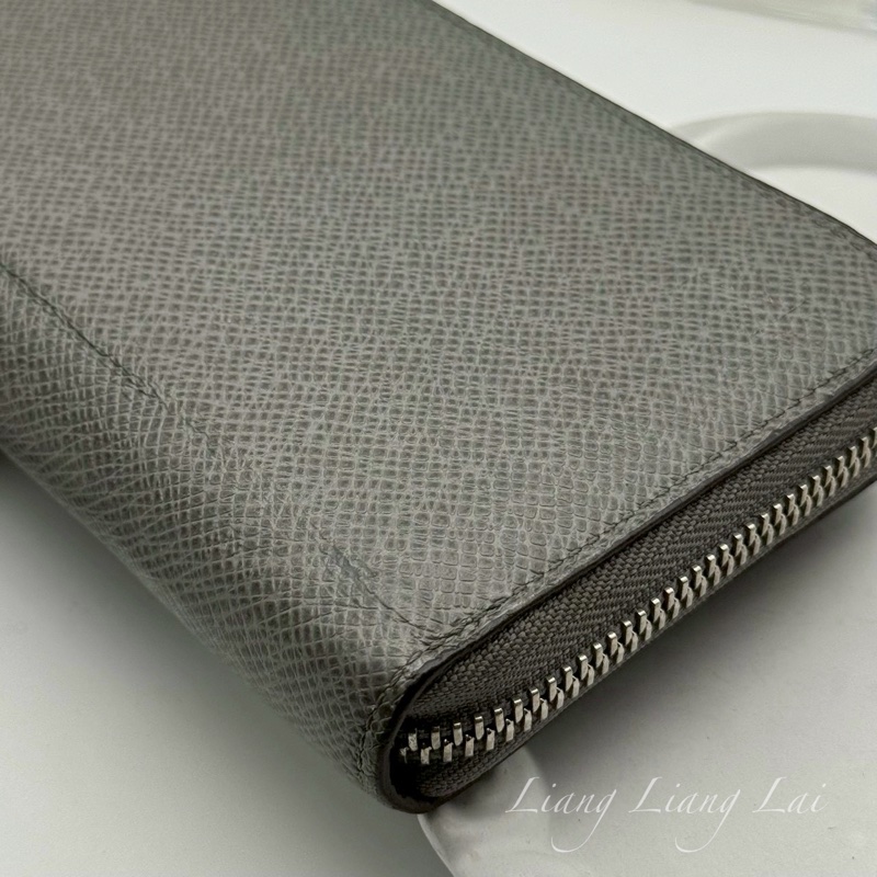 LOUIS VUITTON LV Taiga 牛皮大象灰拉鍊長夾-20