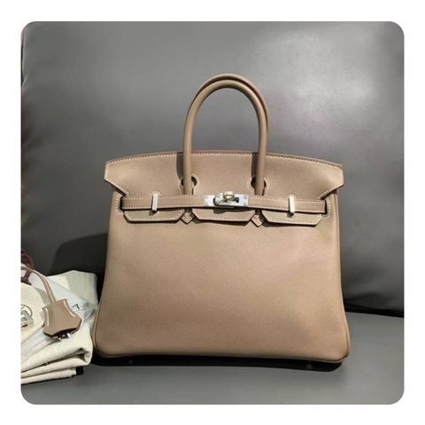 Hermes愛馬仕Birkin25大象灰swift皮銀扣T刻