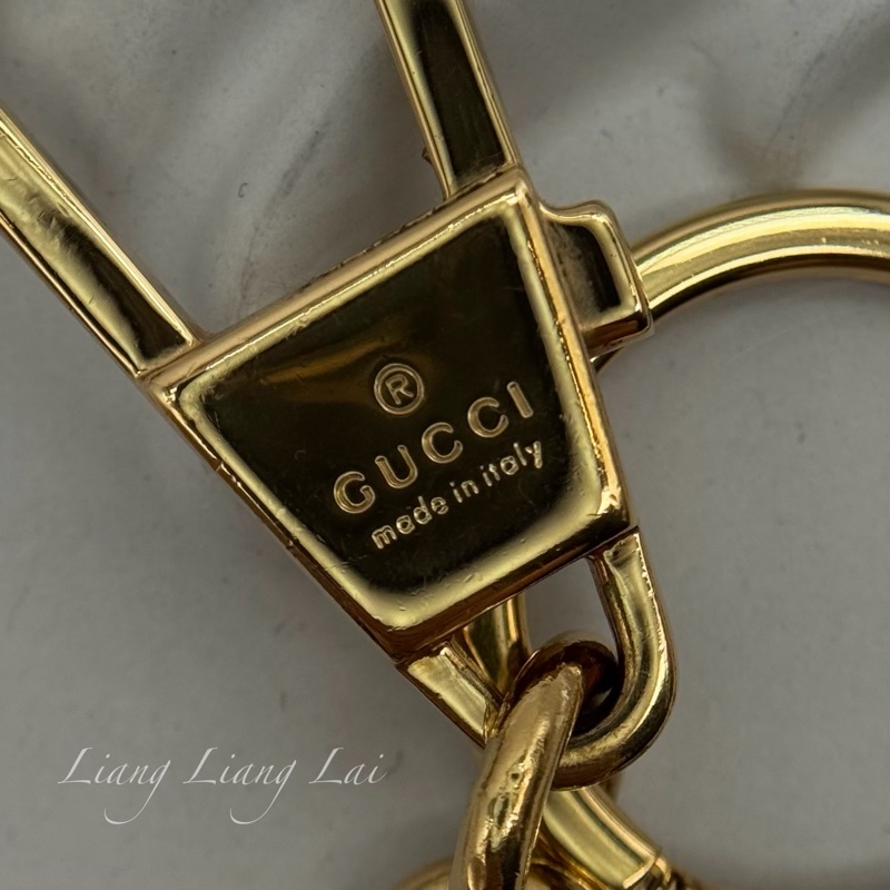 GUCCI GG 古馳Supreme 紅色刺繡心形蛇鏈條掛飾-2