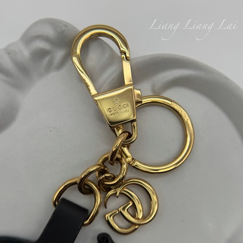 GUCCI GG 古馳Supreme 紅色刺繡心形蛇鏈條掛飾-6