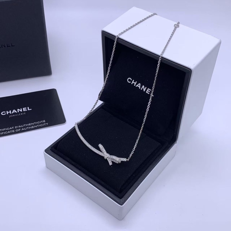 Chanel香奈儿RUBAN蝴蝶结项链 18K白金镶钻 ，2025购入-2