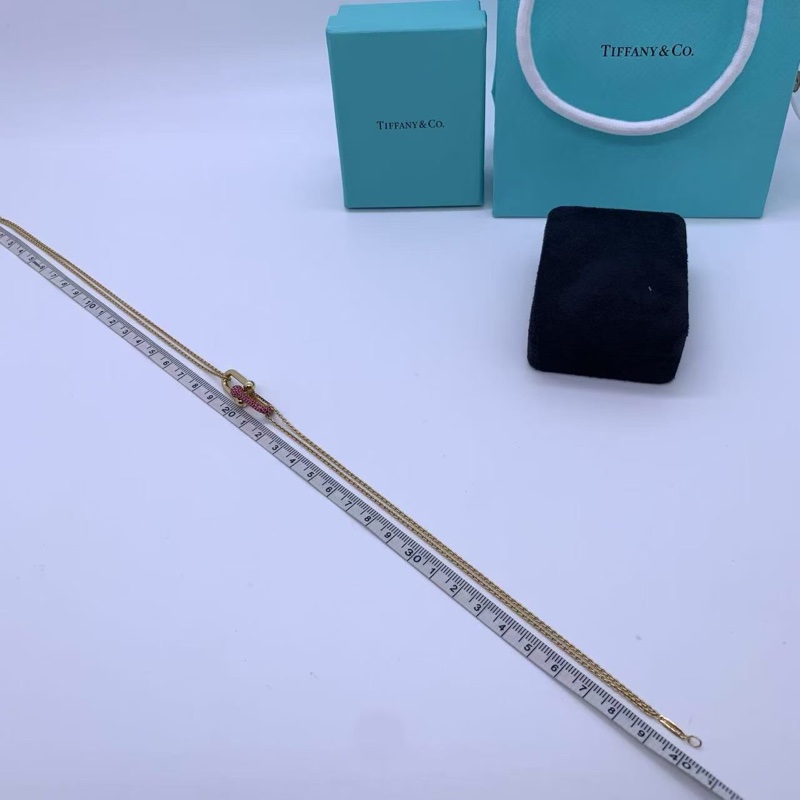 Tiffany Hardwear系列18k黃金大號雙鏈環紅寶石女士項鍊 長度43cm(不含吊墜) 吊墜3cm-5