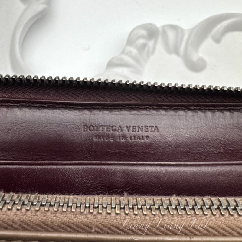 BOTTEGA VENETA BV經典編織小牛皮酒紅色拉鍊長夾-2