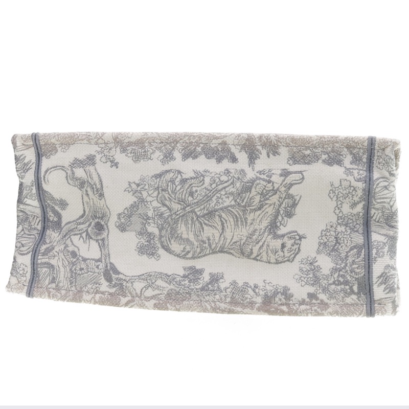 98新DIOR迪奧 BookTote中號茹伊印花老虎圖案 刺繡 托特包Tote包購物袋手提包灰色-3