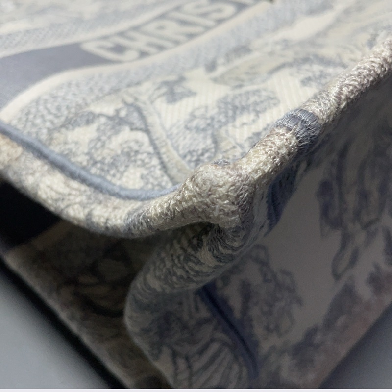 98新DIOR迪奧 BookTote中號茹伊印花老虎圖案 刺繡 托特包Tote包購物袋手提包灰色-5