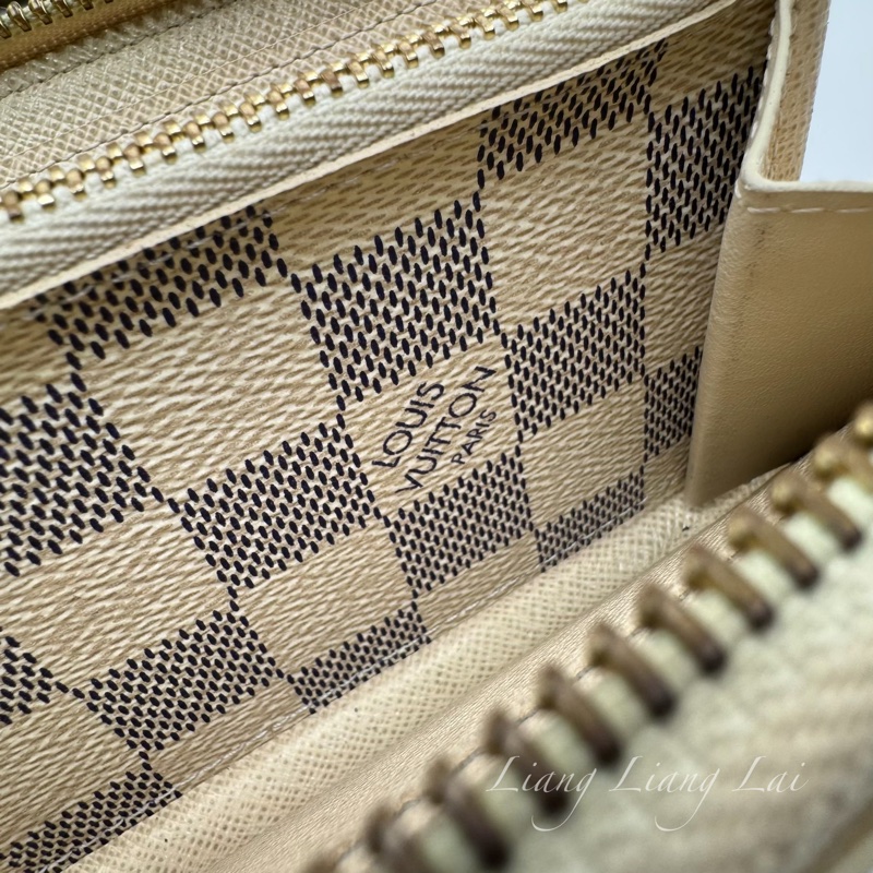 LOUIS VUITTON LV Damier Azur 白棋盤拉鍊長夾-4