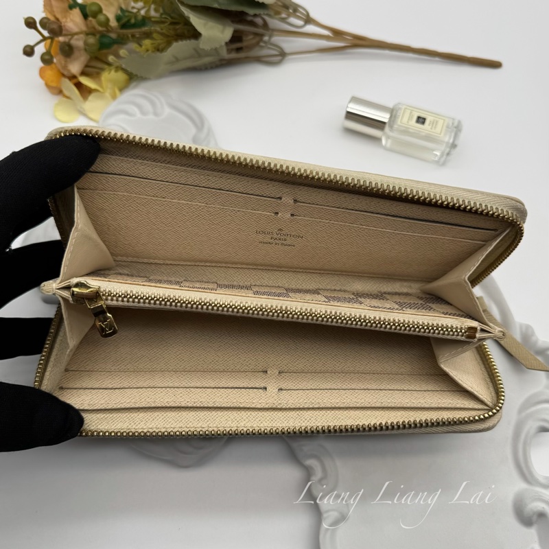 LOUIS VUITTON LV Damier Azur 白棋盤拉鍊長夾-5