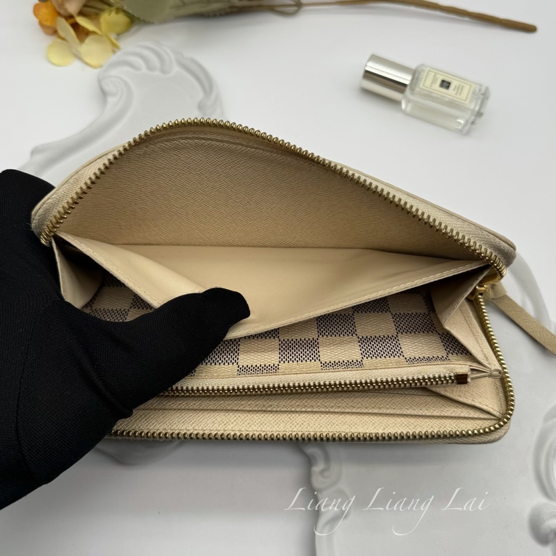 LOUIS VUITTON LV Damier Azur 白棋盤拉鍊長夾-6