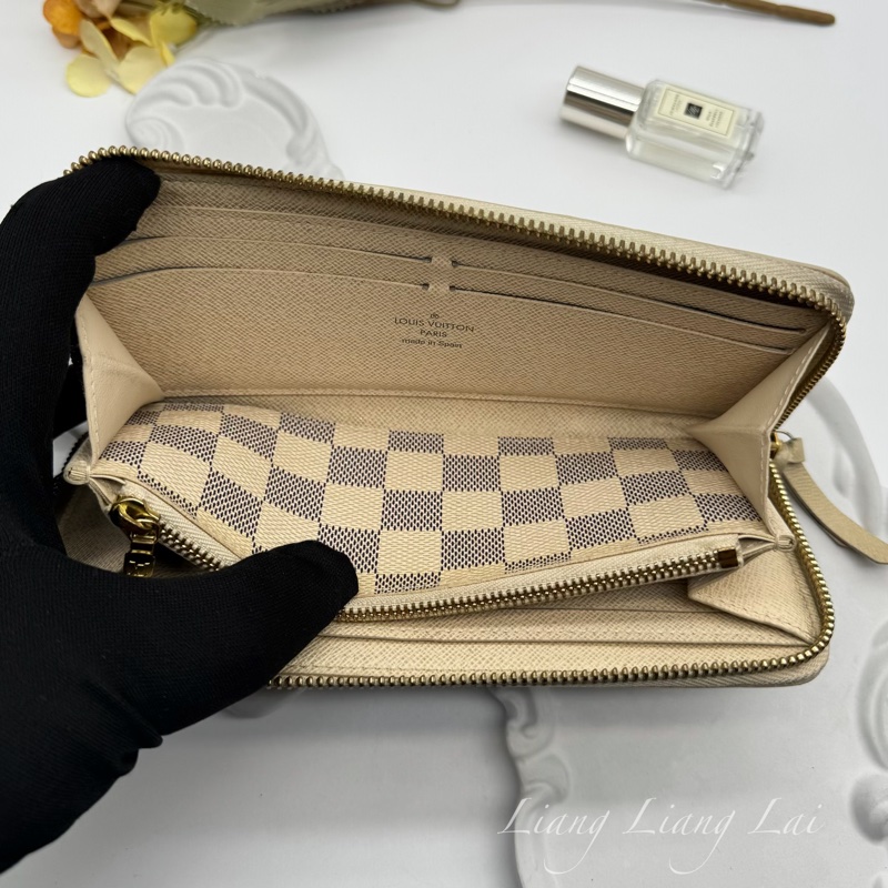 LOUIS VUITTON LV Damier Azur 白棋盤拉鍊長夾-7