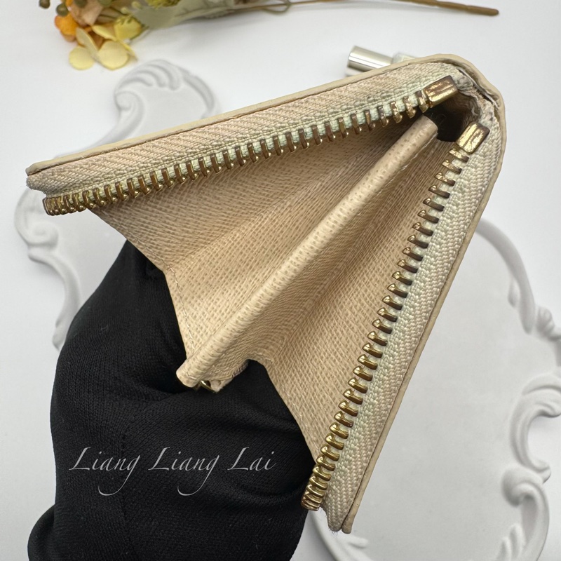 LOUIS VUITTON LV Damier Azur 白棋盤拉鍊長夾-13