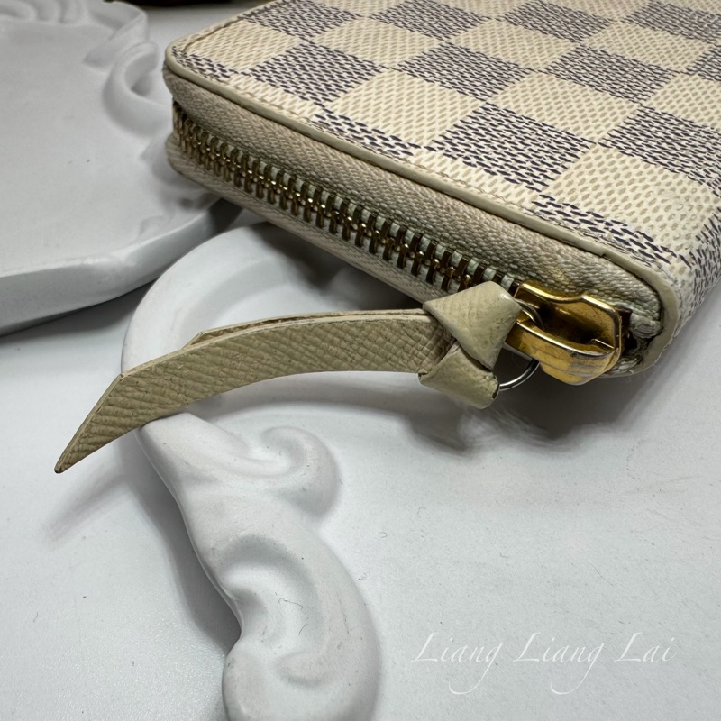 LOUIS VUITTON LV Damier Azur 白棋盤拉鍊長夾-14