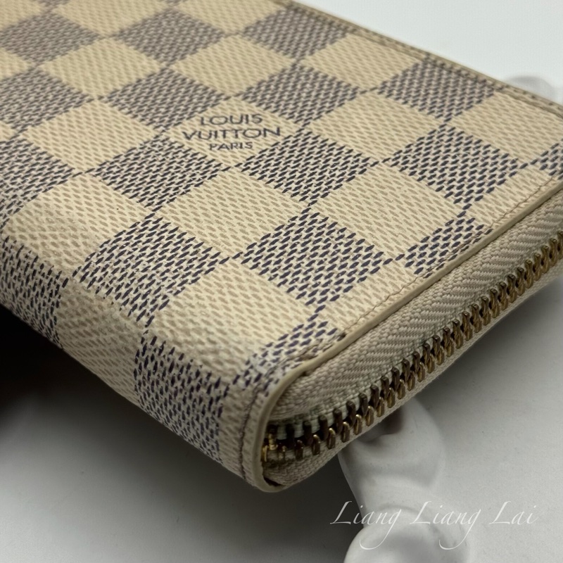 LOUIS VUITTON LV Damier Azur 白棋盤拉鍊長夾-24