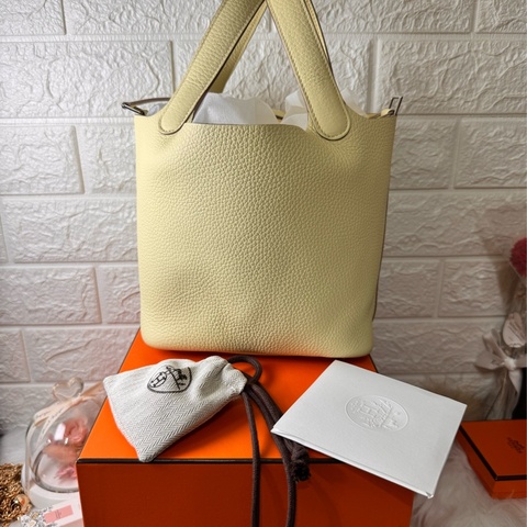 HERMESI8米爾頓 黃TC皮銀釦 PICOTIN18 NEW