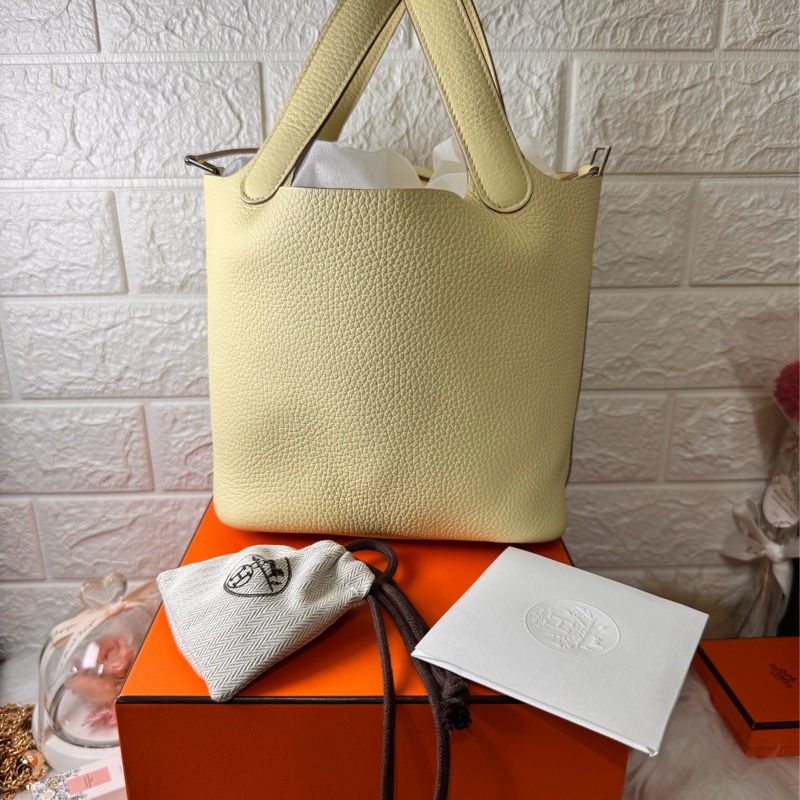 HERMESI8米爾頓 黃TC皮銀釦 PICOTIN18 NEW-0