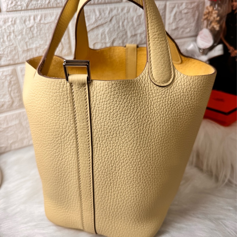 HERMESI8米爾頓 黃TC皮銀釦 PICOTIN18 NEW-9