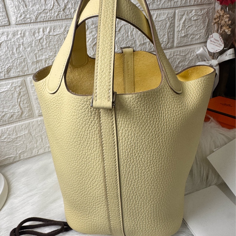 HERMESI8米爾頓 黃TC皮銀釦 PICOTIN18 NEW-17