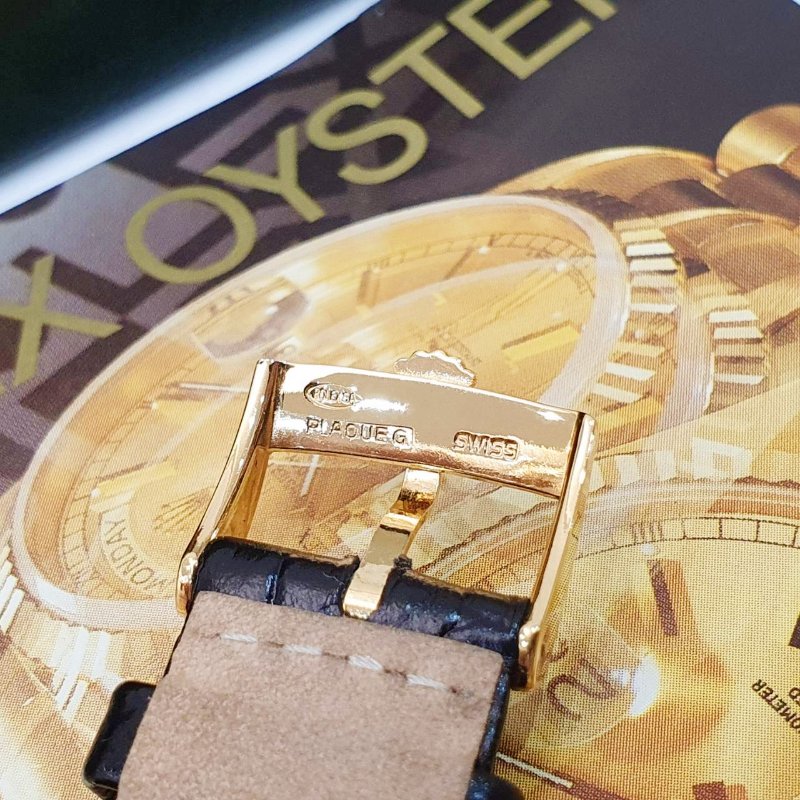 【大眾名錶】ROLEX勞力士18038 Day-Date 18K金男錶 黑色6.9T鑽面盤 後加全鑽圈 大眾名錶G251-8