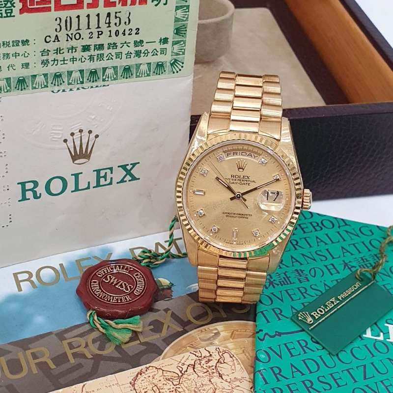 【大眾名錶】ROLEX 勞力士 18238 Day-Date 18K紅蟳錶 原廠全配 原帶未整理 大眾名錶B1268-3