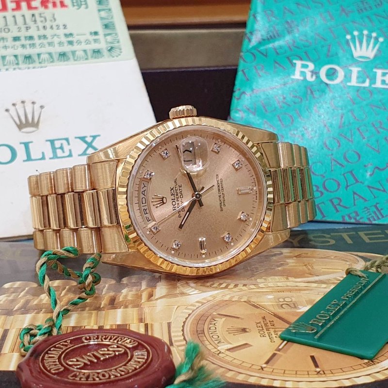 【大眾名錶】ROLEX 勞力士 18238 Day-Date 18K紅蟳錶 原廠全配 原帶未整理 大眾名錶B1268-4