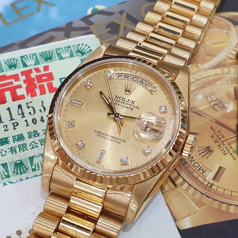 【大眾名錶】ROLEX 勞力士 18238 Day-Date 18K紅蟳錶 原廠全配 原帶未整理 大眾名錶B1268-5