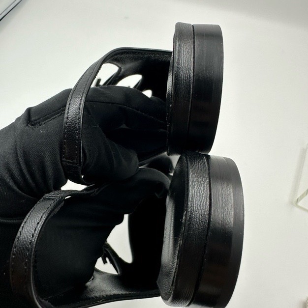 閒置 新HERMES 愛馬仕 Mila 山羊皮 圓頭搭扣 露跟鞋 休閒單鞋 1cm 女款 黑色-7