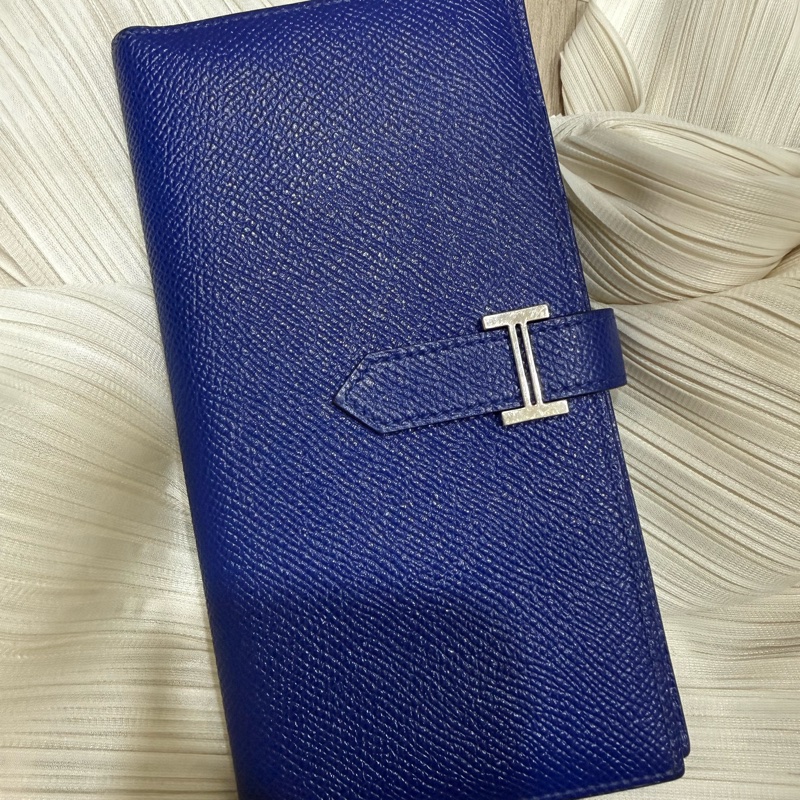 愛馬仕Bearn藍色長夾-10